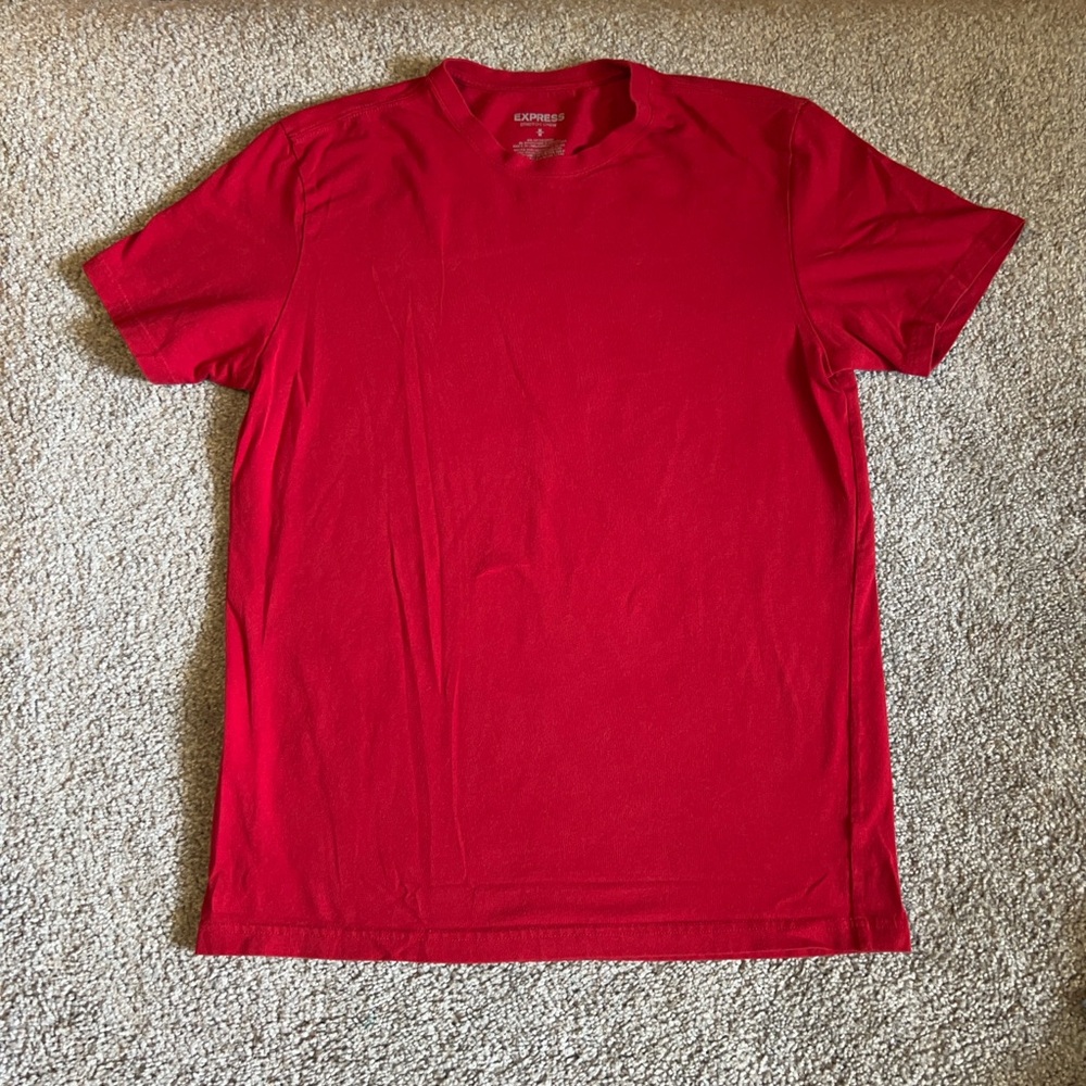 Express shirt mens medium red stretch crew casual‎ solid minimalist cotton